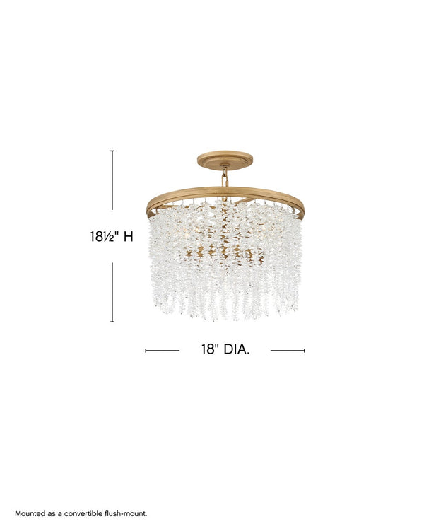 Rubina 18" Four Lights Medium Convertible Semi-Flush Mount, Burnished Gold
