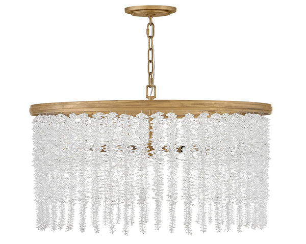 Rubina 30" Six Lights Medium Convertible Chandelier, Burnished Gold