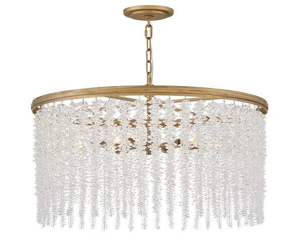 Rubina 30" Six Lights Medium Convertible Chandelier, Burnished Gold