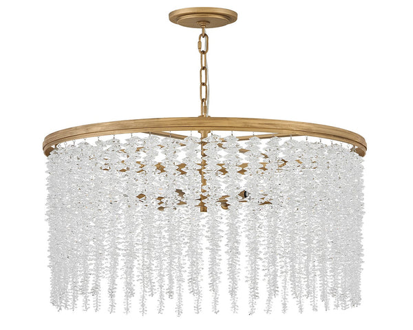 Rubina 30" Six Lights Medium Convertible Chandelier, Burnished Gold