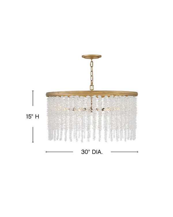 Rubina 30" Six Lights Medium Convertible Chandelier, Burnished Gold