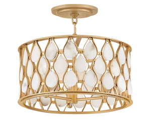 Estie 16" Three Lights Medium Convertible Semi-Flush Mount, Piastra Gold