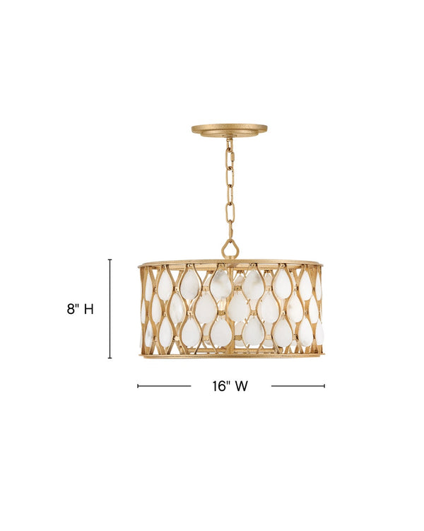 Estie 16" Three Lights Medium Convertible Semi-Flush Mount, Piastra Gold