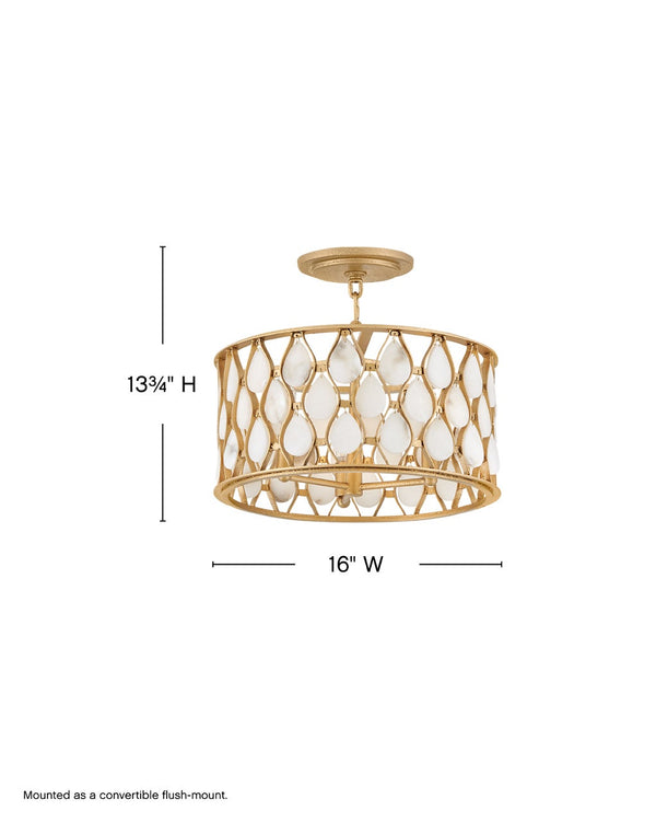 Estie 16" Three Lights Medium Convertible Semi-Flush Mount, Piastra Gold