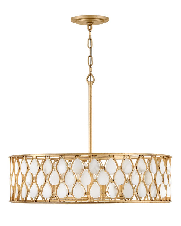 Estie 28" Six Lights Medium Chandelier, Piastra Gold