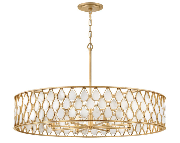 Estie 38" Eight Lights Large Chandelier, Piastra Gold