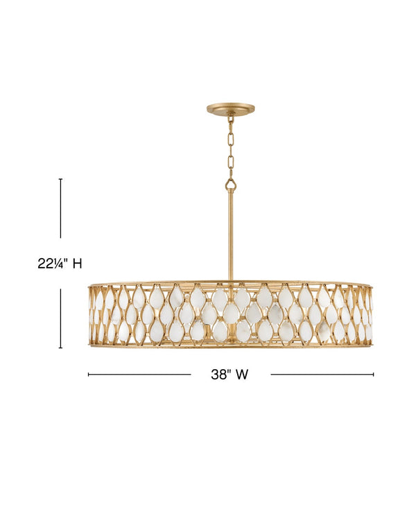 Estie 38" Eight Lights Large Chandelier, Piastra Gold