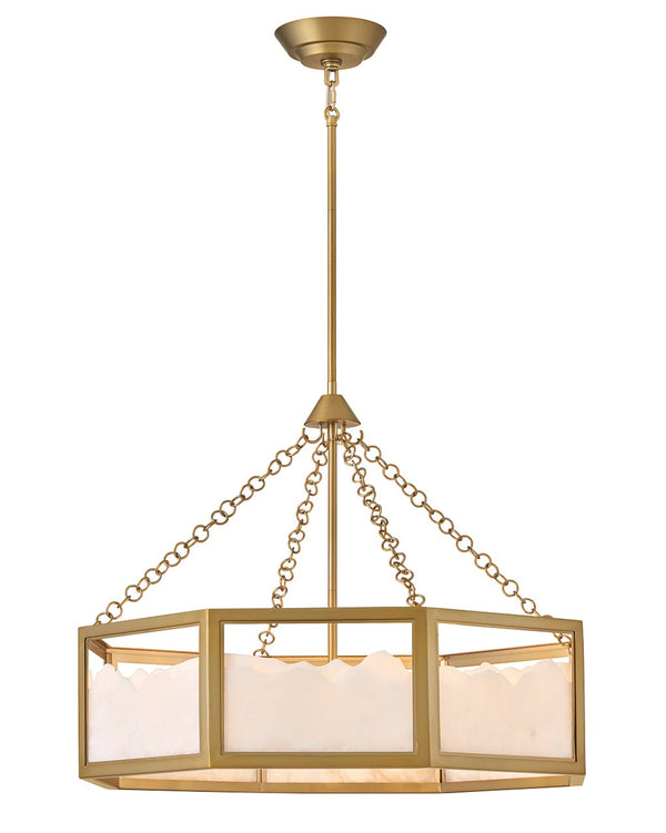Veleta 36" Eight Lights Large Drum Chandelier, Lacquered Brass