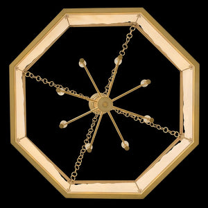 Veleta 36" Eight Lights Large Drum Chandelier, Lacquered Brass