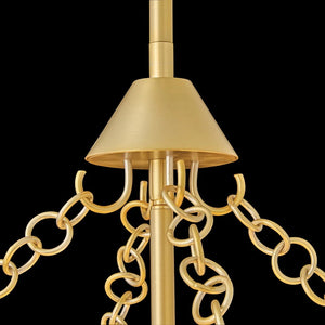 Veleta 36" Eight Lights Large Drum Chandelier, Lacquered Brass