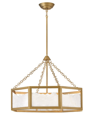 Veleta 36" Eight Lights Large Drum Chandelier, Lacquered Brass