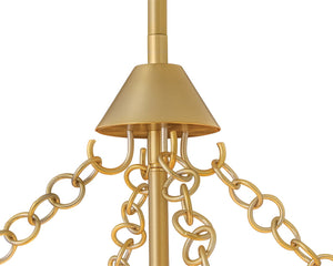 Veleta 36" Eight Lights Large Drum Chandelier, Lacquered Brass
