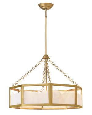 Veleta 36" Eight Lights Large Drum Chandelier, Lacquered Brass