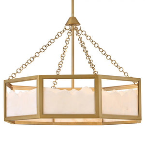 Veleta 36" Eight Lights Large Drum Chandelier, Lacquered Brass