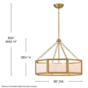 Veleta 36" Eight Lights Large Drum Chandelier, Lacquered Brass