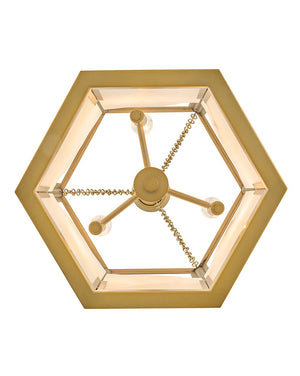 Veleta 15" Three Lights Medium Pendant, Lacquered Brass