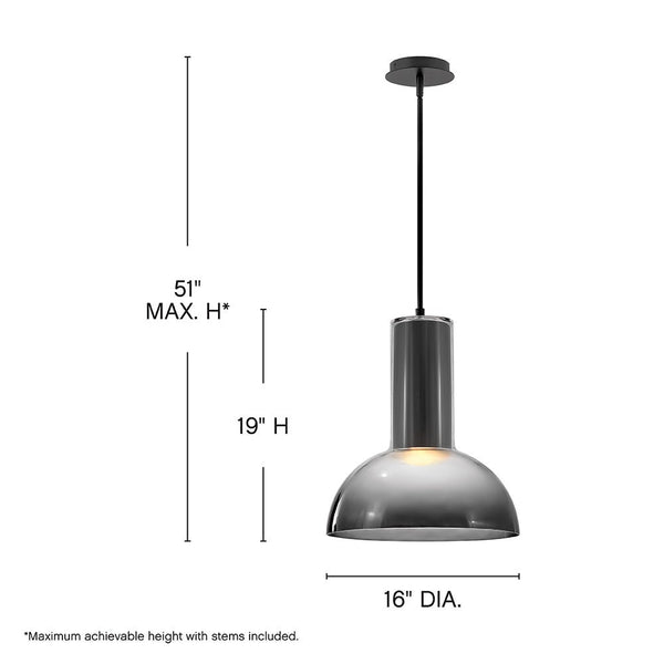 Ombra 16" One Light Large Pendant, Black