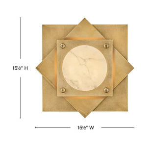 Claude 15" Small LED Flush Mount, Heritage Brass