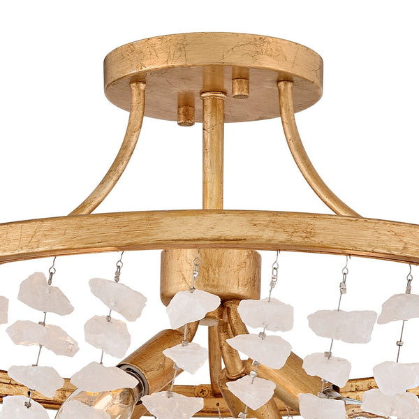 Myra 18" Four Lights Medium Semi-Flush Mount, Distressed Brass