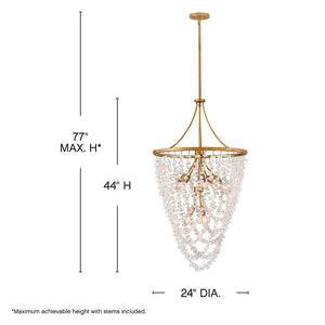 Myra 24" Eight Lights Medium Chandelier, Distressed Brass
