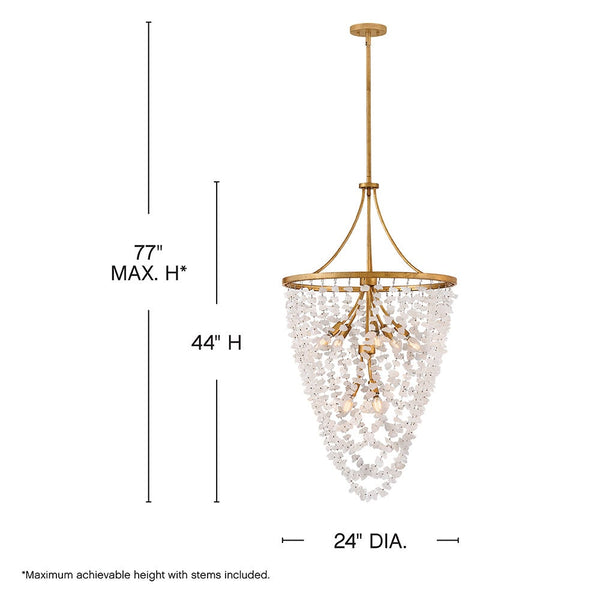 Myra 24" Eight Lights Medium Chandelier, Distressed Brass