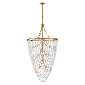 Myra 35" Twelve Lights Medium Chandelier, Distressed Brass
