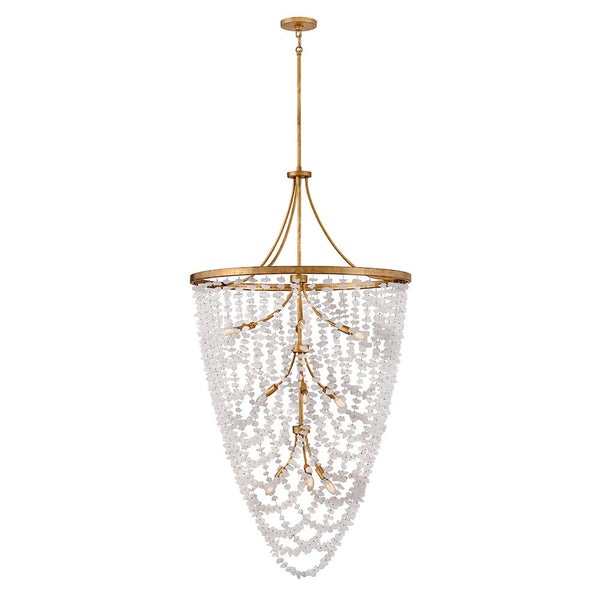 Myra 35" Twelve Lights Medium Chandelier, Distressed Brass