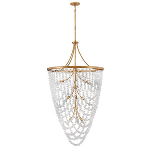 Myra 35" Twelve Lights Medium Chandelier, Distressed Brass