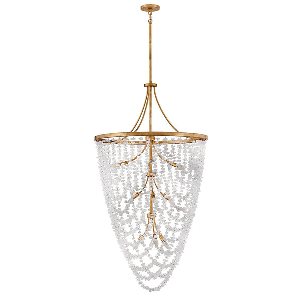 Myra 35" Twelve Lights Medium Chandelier, Distressed Brass
