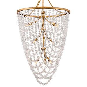 Myra 35" Twelve Lights Medium Chandelier, Distressed Brass