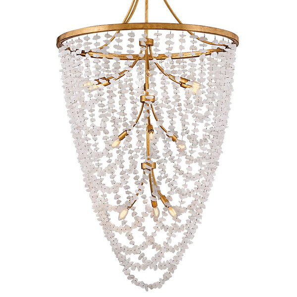 Myra 35" Twelve Lights Medium Chandelier, Distressed Brass