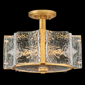 Florian 14" Four Lights Medium Semi-Flush Mount, Distressed Brass