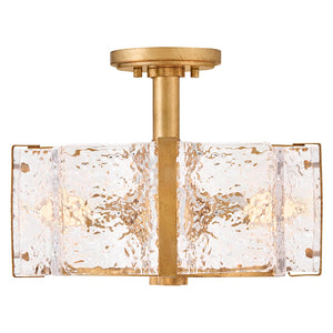 Florian 14" Four Lights Medium Semi-Flush Mount, Distressed Brass