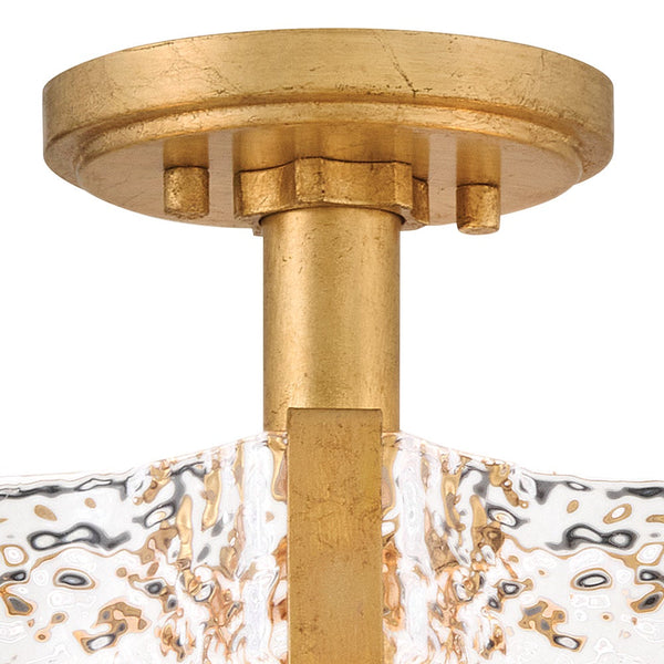 Florian 14" Four Lights Medium Semi-Flush Mount, Distressed Brass