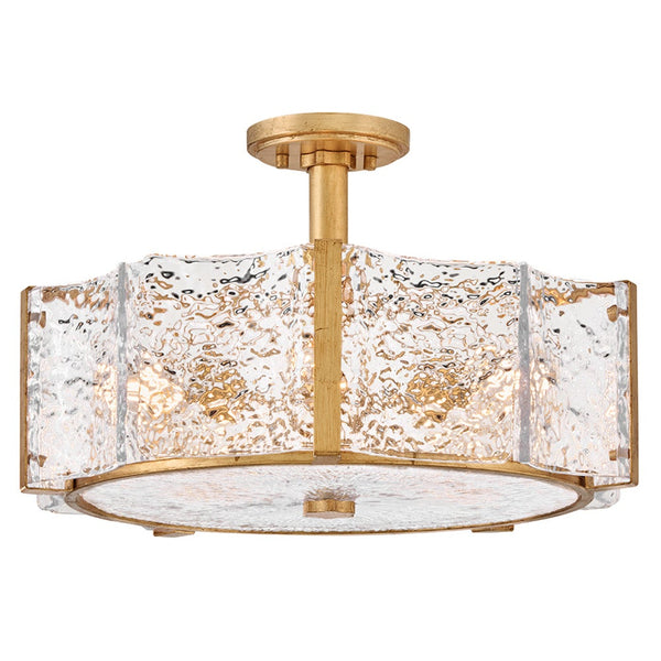 Florian 20" Five Lights Medium Semi-Flush Mount, Distressed Brass