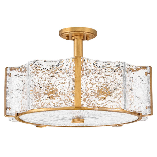 Florian 20" Five Lights Medium Semi-Flush Mount, Distressed Brass