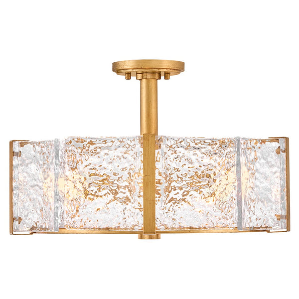 Florian 20" Five Lights Medium Semi-Flush Mount, Distressed Brass