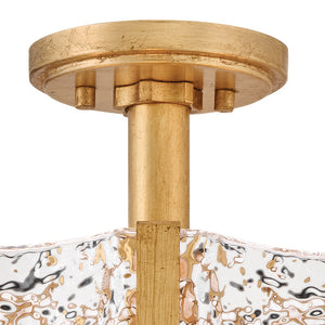 Florian 20" Five Lights Medium Semi-Flush Mount, Distressed Brass