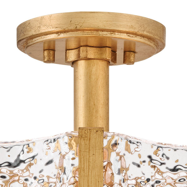 Florian 20" Five Lights Medium Semi-Flush Mount, Distressed Brass