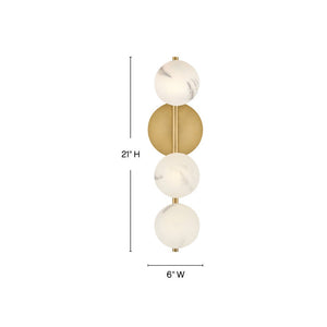 Selene 6" Three Lights Large Sconce, Lacquered Brass