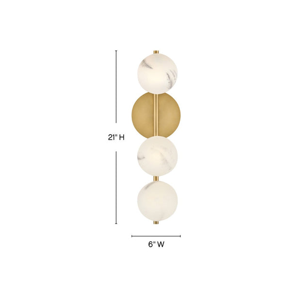 Selene 6" Three Lights Large Sconce, Lacquered Brass