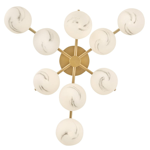 Selene 30" Nine Lights Large Semi-Flush Mount, Lacquered Brass