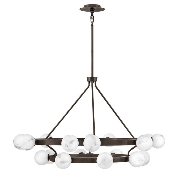 Selene 48" Eighteen Lights Large Multi Tier Chandelier, Black Oxide