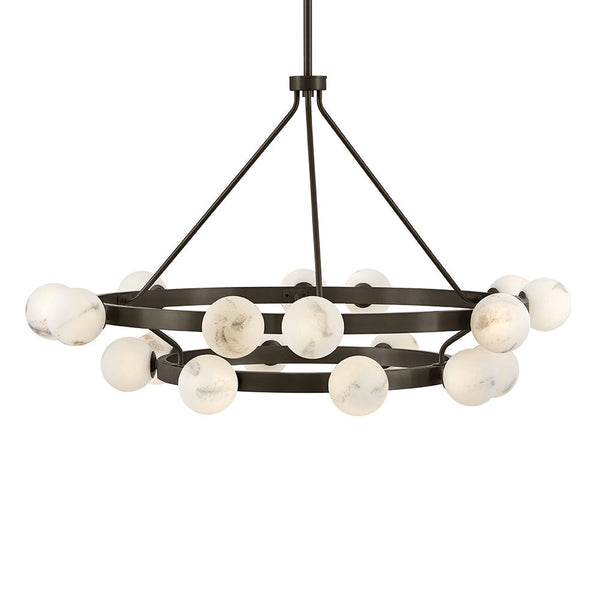 Selene 48" Eighteen Lights Large Multi Tier Chandelier, Black Oxide