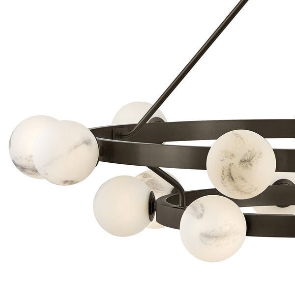 Selene 48" Eighteen Lights Large Multi Tier Chandelier, Black Oxide