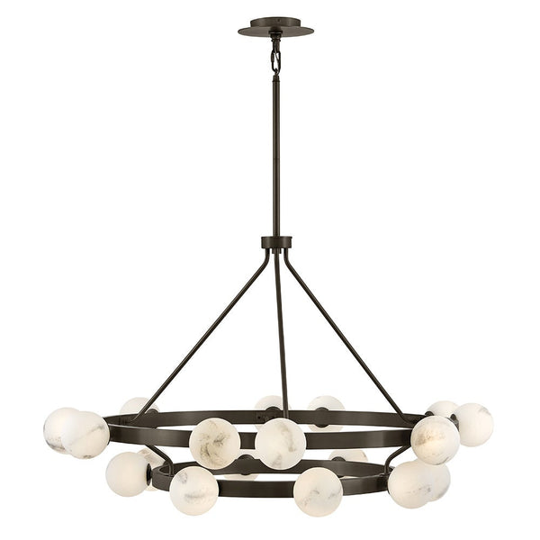 Selene 48" Eighteen Lights Large Multi Tier Chandelier, Black Oxide