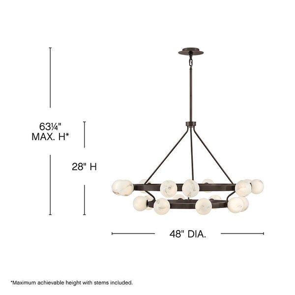 Selene 48" Eighteen Lights Large Multi Tier Chandelier, Black Oxide