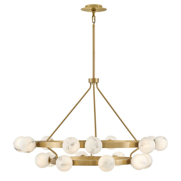 Selene 48" Eighteen Lights Large Multi Tier Chandelier, Lacquered Brass