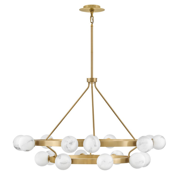 Selene 48" Eighteen Lights Large Multi Tier Chandelier, Lacquered Brass