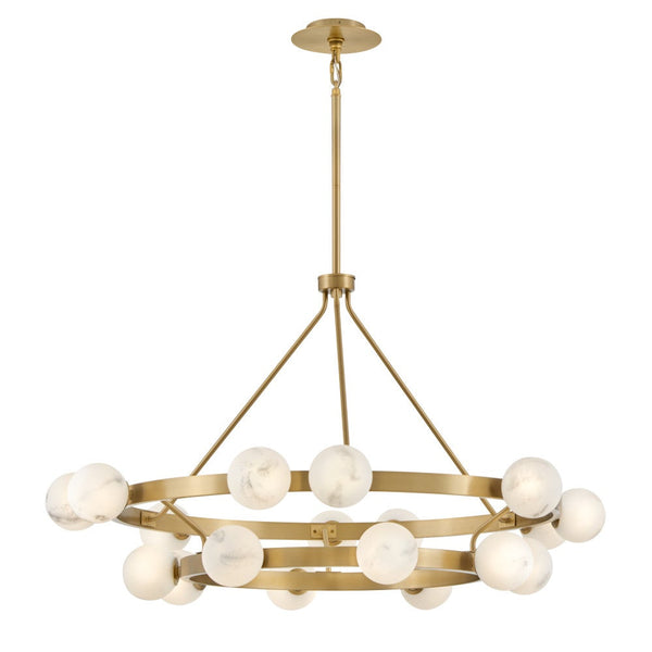 Selene 48" Eighteen Lights Large Multi Tier Chandelier, Lacquered Brass